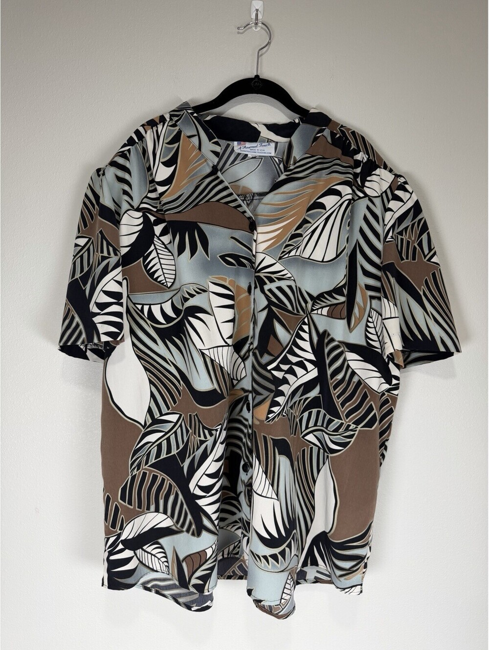 VTG A Personal Touch Button Up Collared Top Cruise Vacation Tropical Plus sz 3x